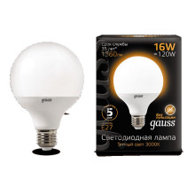 Лампа Gauss LED G95 E27 16W 3000K 1/32