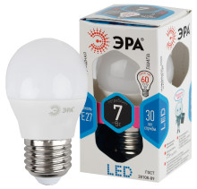 Лампочка светодиодная ЭРА STD LED P45-7W-840-E27 E27 7Вт шар нейтральный белый свет
