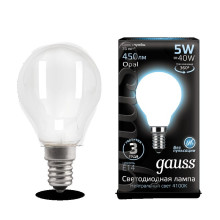 Лампа Gauss LED Filament Globe OPAL E14 5W 4100K 1/10/50