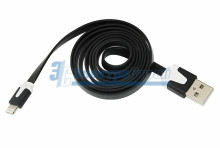 USB кабель для iPhone 5/6/7 моделей slim шнур плоский 1М черный