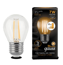 Лампа Gauss LED Filament Globe E27 7W 2700K 1/10/50