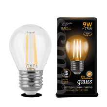Лампа Gauss LED Filament Globe E27 9W 2700K 1/10/50
