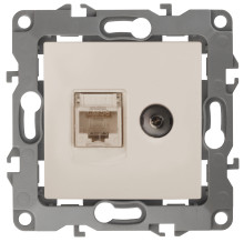 12-3110-02  ЭРА Розетка комбинированная RJ45+TV, IP20, Эра12, слоновая кость