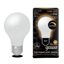 Лампа Gauss LED Filament A60 OPAL dimmable E27 10W 2700К 1/10/40