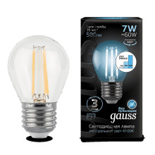 Лампа Gauss LED Filament Globe E27 7W 4100K step dimmable 1/10/50