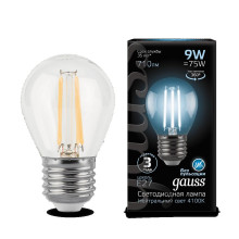 Лампа Gauss LED Filament Globe E27 9W 4100K 1/10/50