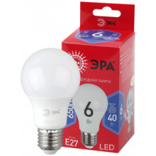 LED A60-6W-865-E27 R ЭРА (диод, груша, 6Вт, хол, E27) (10/100/1500)