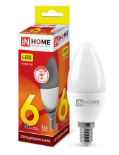 Лампа светодиодная LED-СВЕЧА-VC 6Вт 230В Е14 3000К 480Лм IN HOME