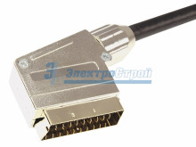Шнур SCART Plug - SCART Plug 21pin  3М  (GOLD)  металл  REXANT