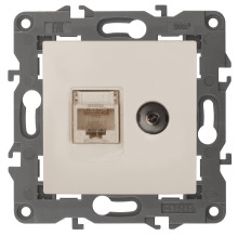 14-3110-02  ЭРА Розетка RJ45+TV, IP20, сл.кость