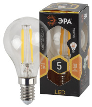 Лампа светодиодная Эра F-LED P45-5W-827-E14 (филамент, шар, 5Вт, тепл, E14)