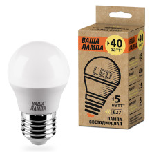 Лампа LED ВАША ЛАМПА G45 5Вт Е27 3000К   1/50