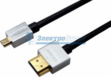 Шнур  HDMI - micro HDMI  gold  1.5М  Ultra Slim  (блистер)  REXANT