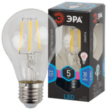 Лампы СВЕТОДИОДНЫЕ F-LED F-LED A60-5W-840-E27  ЭРА (филамент, груша, 5Вт, нейтр, Е27)