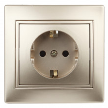 1-206-04  Intro Розетка 2P+E Schuko со шторками, 16А-250В, IP20, СУ, Plano, шампань