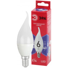 Лампы СВЕТОДИОДНЫЕ ЭКО LED BXS-6W-865-E14 R  ЭРА (диод, свеча на ветру, 6Вт, хол, E14)