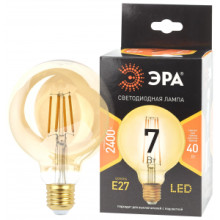 F-LED G95-7W-824-E27 gold ЭРА (филамент, шар зол, 7Вт, тепл, E27) (20/420)