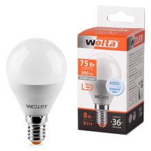 Лампа LED WOLTA G45 8Вт 800Лм Е14 4000К   1/50