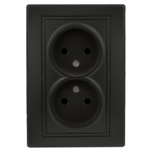 1-204-05 Intro Розетка 2х2P, 16А-250В, IP20, СУ, Plano, антрацит (10/100/1500)