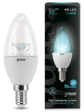 Лампа Gauss LED Candle Crystal Clear E14 4W 4100К 1/10/50