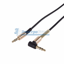 Аудио кабель 3,5 мм штекер-штекер угловой, металлические разъемы, 2М черный