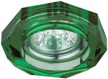 Светильник DK6 CH/GR  ЭРА декор стекло объемный многогранник MR16,12V/220V, 50W, GU5,3 хром/зелен