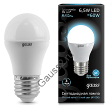 Лампа Gauss LED Globe E27 6.5W 4100K 1/10/100