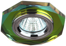 Светильник DK5 СH/MIX  ЭРА декор стекло многогранник MR16,12V/220V, 50W, GU5,3 мультиколор/хром