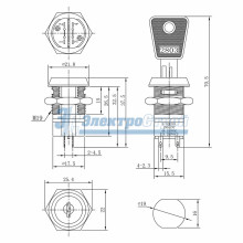 Выключатель ключ Ø19 250V 2А (4с) ON-ON  REXANT