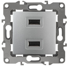 12-4110-03  ЭРА Устройство зарядное USB, 230В/5В-2100мА, IP20, Эра12, алюминий