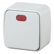 3-102-01  Intro Выключатель с подсветкой, 10А-250В, IP20, ОУ, Polo, белый (18/360)
