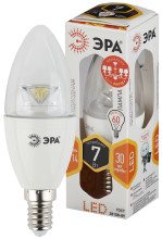 Лампа светодиодная Эра LED B35-7W-827-E14-Clear (диод,свеча,7Вт,тепл, E14)