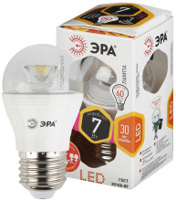 Лампа светодиодная Эра LED P45-7W-827-E27-Clear (диод,шар,7Вт,тепл,E27)