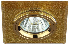 Светильник DK8 GD/SHGD  ЭРА декор стекло квадрат MR16,12V/220V, 50W, золото/золотой блеск