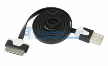 USB кабель для iPhone 4 slim шнур плоский 1М черный