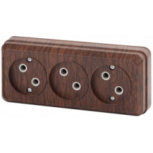 2-205-10  Intro Розетка 3х2P, 16А-250В, IP20, ОУ, Quadro, венге