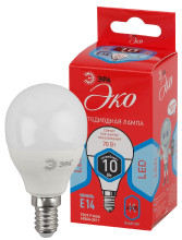 Лампа светодиодная Эра ECO LED P45-10W-840-E14 (диод, шар, 10Вт, нейтр, E14)