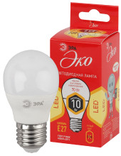 Лампа светодиодная Эра ECO LED P45-10W-827-E27 (диод, шар, 10Вт, тепл, E27)