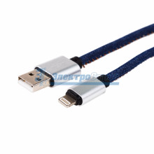 USB кабель для iPhone 5/6/7 моделей, шнур в джинсовой оплетке