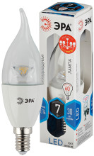 Лампа светодиодная Эра LED BXS-7W-840-E14-Clear (диод,свеча на ветру,7Вт,нейтр,E14)