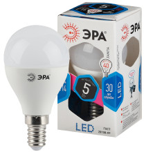 Лампочка светодиодная ЭРА STD LED P45-5W-840-E14 Е14 5Вт шар нейтральный белый свет