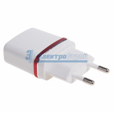 Сетевое зарядное устройство USB (СЗУ) (5V, 1000 mA) белое с красной полоской REXANT