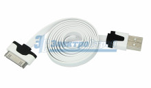 USB кабель для iPhone 4 slim шнур плоский 1М белый