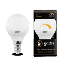 Лампа Gauss LED Globe-dim E14 7W 3000К диммируемая 1/10/100
