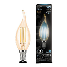 Лампа Gauss LED Filament Candle tailed E14 5W 4100K Golden 1/10/50
