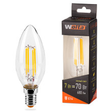 Лампа LED  WOLTA FILAMENT  C35 7Вт 730лм E14 3000K 1/10/50