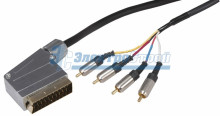 Шнур SCART Plug - 4RCA Plug  3М  (GOLD)  металл  REXANT