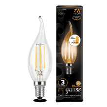 Лампа Gauss LED Filament Candle tailed E14 7W 2700K step dimmable 1/10/50