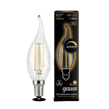 Лампа Gauss LED Filament Candle tailed dimmable E14 5W 2700K 1/10/50