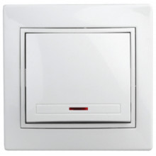 1Э-102-01  Intro Выключатель с подсветкой, 10А-250В, СУ, б.л., Plano, белый
